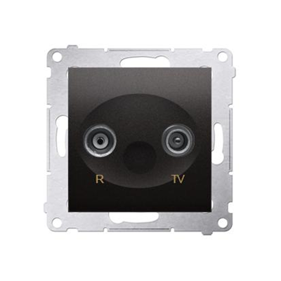 Pass-through R-TV antenna socket (module) TV and R attenuation 10dB anthracite (metallic)