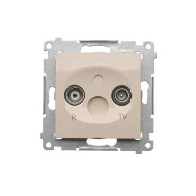 Pass-through R-TV antenna socket (module) TV and R attenuation 10dB cream