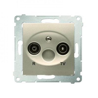 Pass-through R-TV antenna socket (module) TV and R attenuation 10dB gold (metallic)