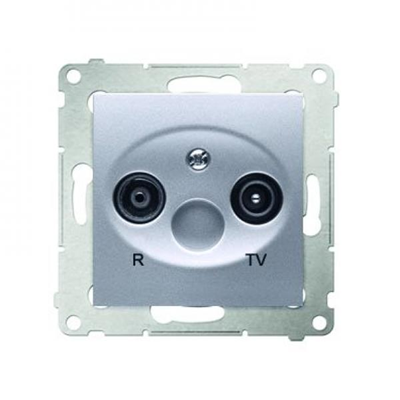 Pass-through R-TV antenna socket (module) TV and R attenuation 10dB silver (metallic)