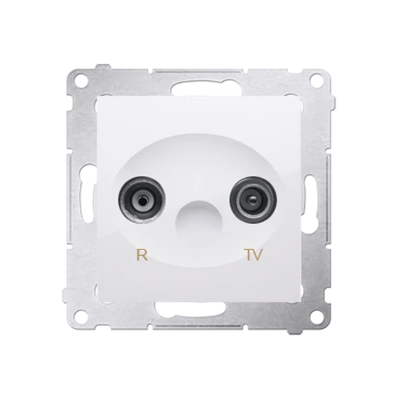 Pass-through R-TV antenna socket (module) TV and R attenuation 10dB white