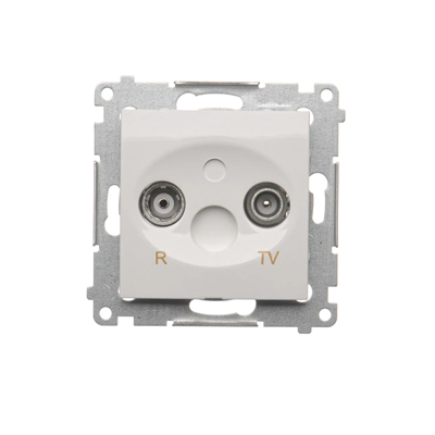 Pass-through R-TV antenna socket (module) TV and R attenuation 10dB white