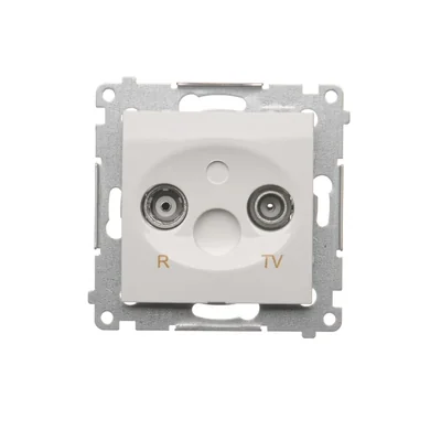 Pass-through R-TV antenna socket (module) TV and R attenuation 10dB white