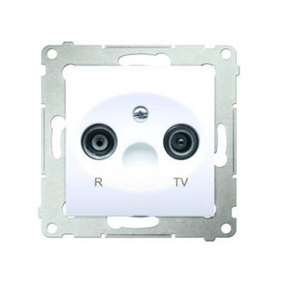 Pass-through R-TV antenna socket (module) TV and R attenuation 10dB white