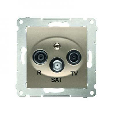 Pass-through R-TV-SAT antenna socket (module) gold (metallic)