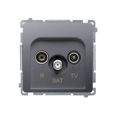 Pass-through R-TV-SAT antenna socket (module) inox (metallic)