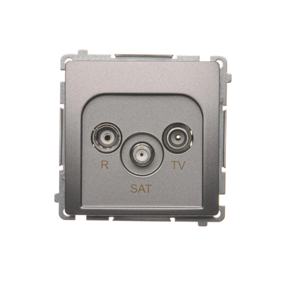 Pass-through R-TV-SAT antenna socket (module) inox (metallic)