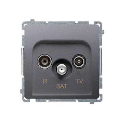 Pass-through R-TV-SAT antenna socket (module) inox (metallic)