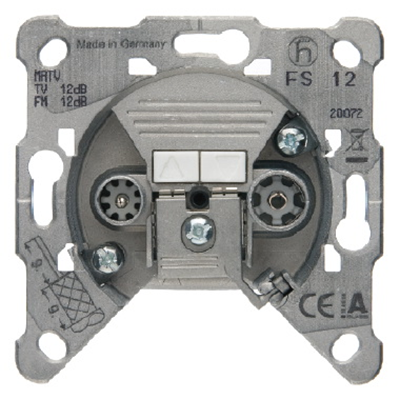 Pass-through RTV socket for individual analog and digital installations DVB-T FS 12 D white