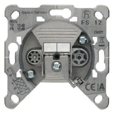 Pass-through RTV socket for individual analog and digital installations DVB-T FS 12 D white