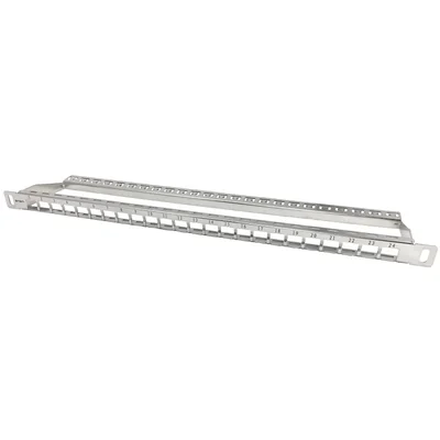 Patch panel 19 modular 24 ports 0.5U unequipped, with ALANTEC support