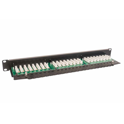 Patch panel cat.5e UTP 24 x RJ45 no apantallado con estante, negro