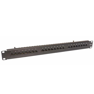 Patch panel cat.6 UTP 24 x RJ-45 non schermato con ripiano, nero