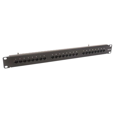 Patch panel kat. 5e UTP 24 x RJ45 nestíněný s policí, černý