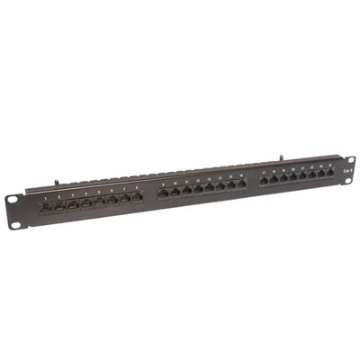Patch panel kat. 6 UTP 24 x RJ-45 nieekranowany z półką czarny