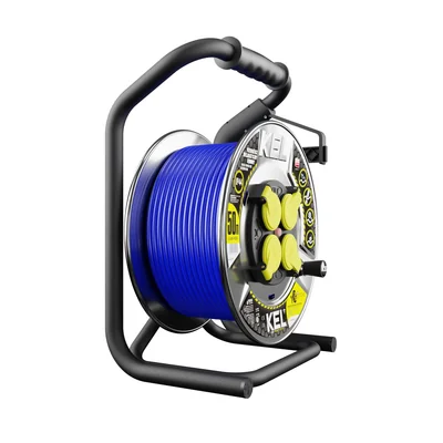 PB-HEAVY/D/K/50M/3X1.5/H07BQ Prodlužovací kabel HEAVY LINE na bubnu; 4x2p+Z; IP44; 16A; H07BQ-F; 3x1.5; 50m; modrý