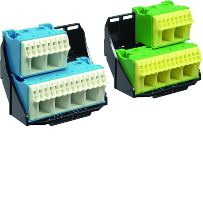 PE/N-Klemmenblöcke auf Träger 2x28 Löcher (6x16mm2 22x4mm2) QuickConnect (2 Stück)