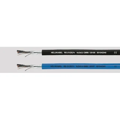 PE/PVC data cable, paired, double shielded RE-2Y(St)Yv PiMF 4x2x1.3 mm² black
