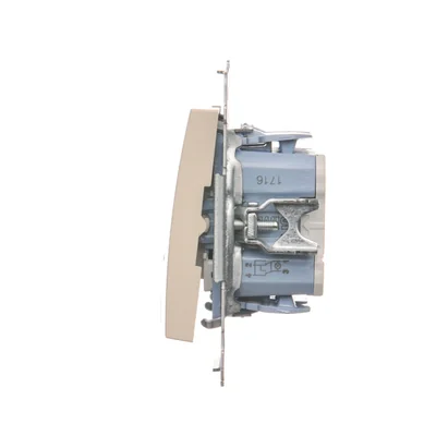 Перемикач подвійний перехресний з підсвічуванням (модуль) 250 В, кремовий