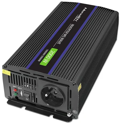 Перетворювач напруги Qoltec Monolith 2000 MS Wave | 12 В на 230 В | 1000/2000 Вт | USB