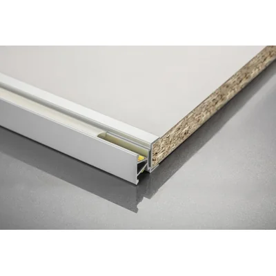 Perfil de aluminio LED angular, estrecho, doble cara, Glax Mini Plata, L= 3007 mm