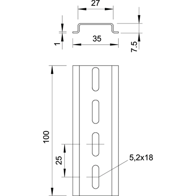 PERFOR.2M L. 2069 2M GTPL cap rail