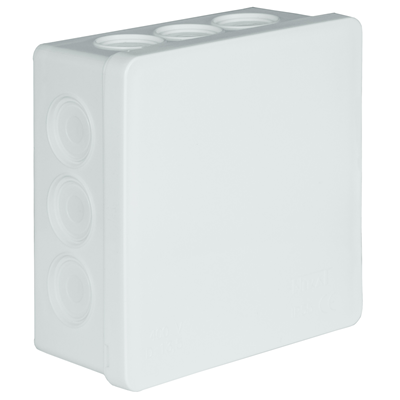 PF 12-inlet surface-mounted box with knockouts 86x86x40mm IP55 click-clack cover white