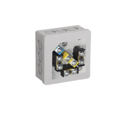 PF 12-inlet surface-mounted box with knockouts 86x86x40mm IP55 click-clack lid with terminals gray