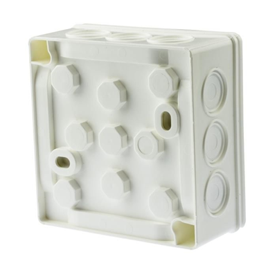 PF 12-inlet surface-mounted box with knockouts 86x86x40mm IP55 click-clack lid with terminals white