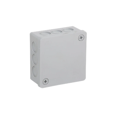 PF 12-inlet surface-mounted box with knockouts 86x86x40mm IP55 cover for 2 screws gray