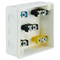 PF 12-inlet surface-mounted box with knockouts 86x86x40mm IP55 cover for 2 screws with terminals white