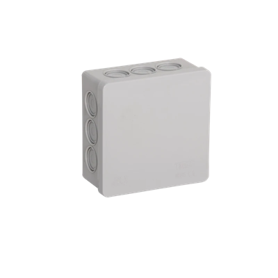 PF 12-inlet surface-mounted box with knockouts 86x86x40mm IP55 lid click-clack gray