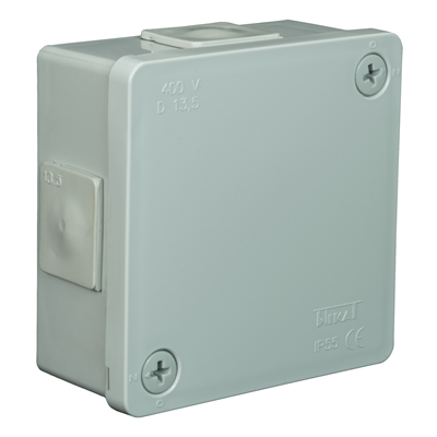 PF 4-inlet surface-mounted box with rubber glands 86x86x40mm IP55 cover for 2 screws gray