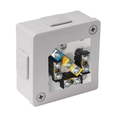 PF 4-inlet surface-mounted box with rubber glands 86x86x40mm IP55 cover for 2 screws with terminals gray