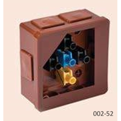 PF 6-inlet surface-mounted box with rubber glands 86x86x40mm IP55 click-clack lid with terminals brown