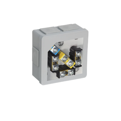 PF 6-inlet surface-mounted box with rubber glands 86x86x40mm IP55 click-clack lid with terminals gray