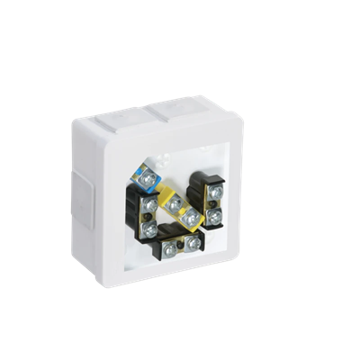 PF 6-inlet surface-mounted box with rubber glands 86x86x40mm IP55 click-clack lid with terminals white