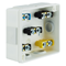 PF 6-inlet surface-mounted box with rubber glands 86x86x40mm IP55 click-clack lid with terminals white