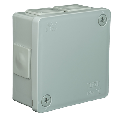 PF 6-inlet surface-mounted box with rubber glands 86x86x40mm IP55 lid for 2 screws gray