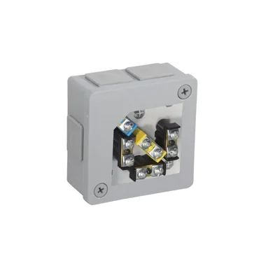 PF Caja de superficie con prensaestopas de goma, 6 entradas, 86x86x40mm IP55, tapa para 2 tornillos con terminales, gris