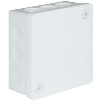 PF Surface-mounted box with knockouts 12-inlets 86x86x40mm IP55 cover for 2 screws white