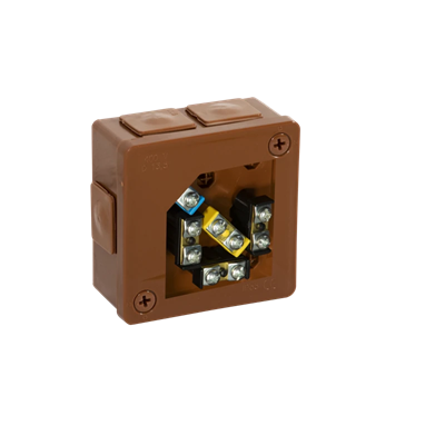 PF Surface-mounted box with rubber glands 6-inlet 86x86x40mm IP55 cover for 2 screws with terminals brown