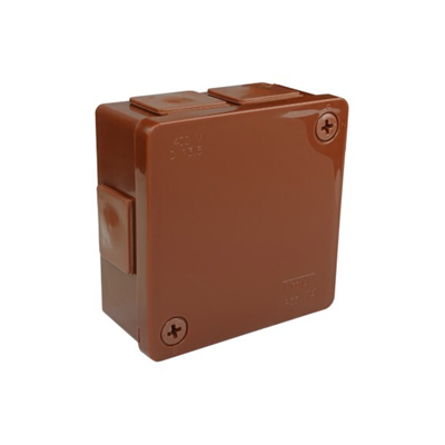 PF Surface-mounted box with rubber glands 6-inlet 86x86x40mm IP55 cover with 2 screws brown