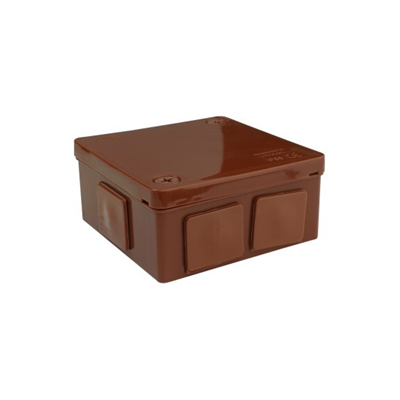 PF Surface-mounted box with rubber glands 6-inlet 86x86x40mm IP55 cover with 2 screws brown