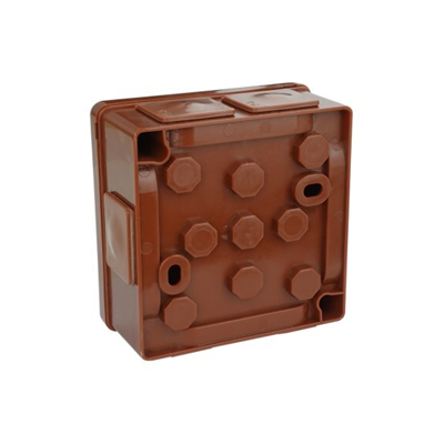 PF Surface-mounted box with rubber glands 6-inlet 86x86x40mm IP55 cover with 2 screws brown