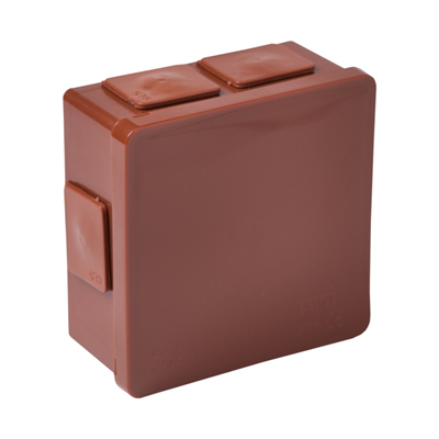 PF Surface-mounted box with rubber glands 6-inlet 86x86x40mm IP55 lid click-clack brown