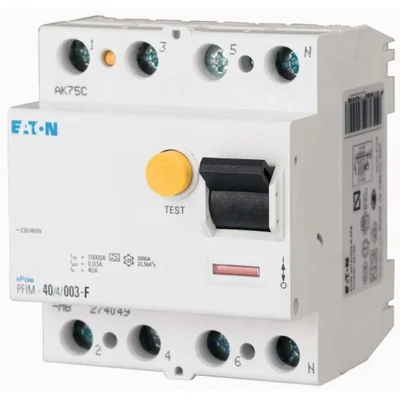 PFIM-63/4/003-G/F Interruptor automático de corriente residual 10 kA, In=63 A, IΔN=0,03 A, Tipo G/F, 4 polos, Serie PFIM