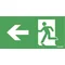 Pictogramme 150x300, feuille 24, flèche gauche, garçon dans la porte, logo awex (ISO7010)