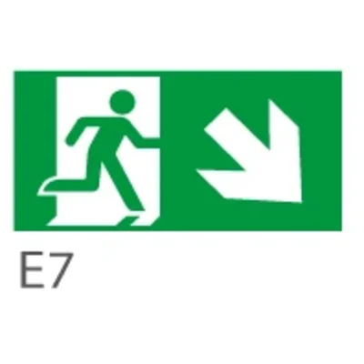 Pictogramme SORTIE À DROITE EN BAS - E7 (300X150mm) / 98000
