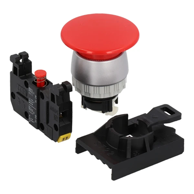 Pilztaster, roter NC-Ring, vernickelt